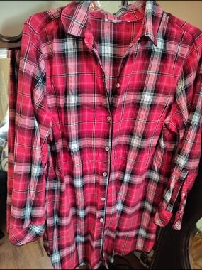 Victoria's Secret Pink and Black Plaid Button-Down Shirt